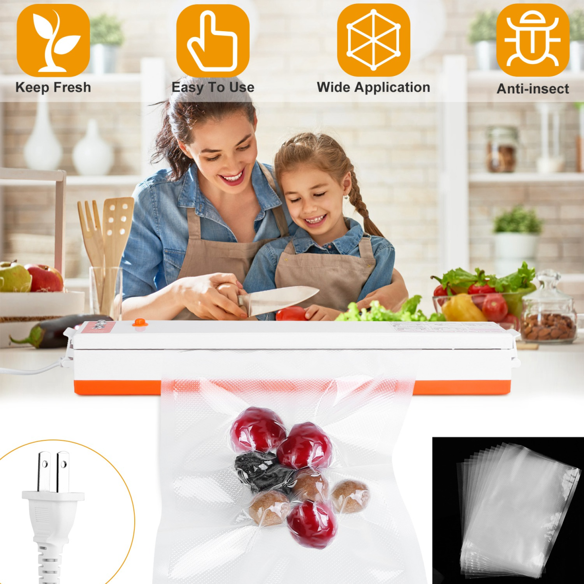 Electric Vacuum Sealer Machine Household Automatic Food Vacuum Sealer Quick Sealing System Machine For Fresh Food Dry Moist Food - Image 2