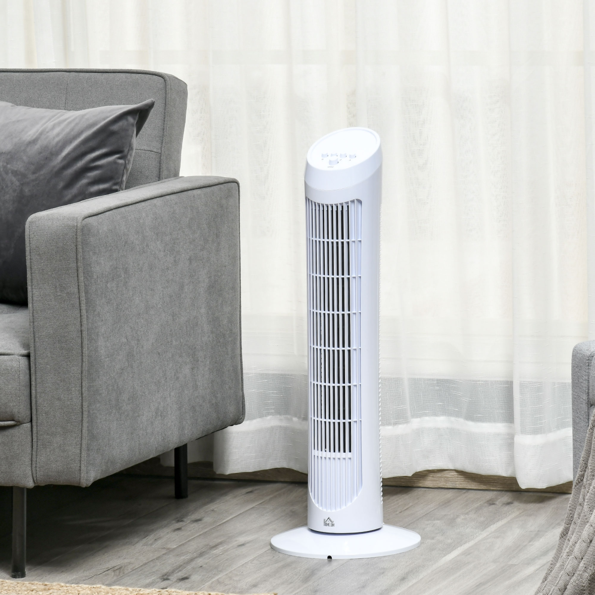 HOMCOM 30" Tower Fan Noise Reduction Wind 3-Level Cool ABS Indoor White - Image 2