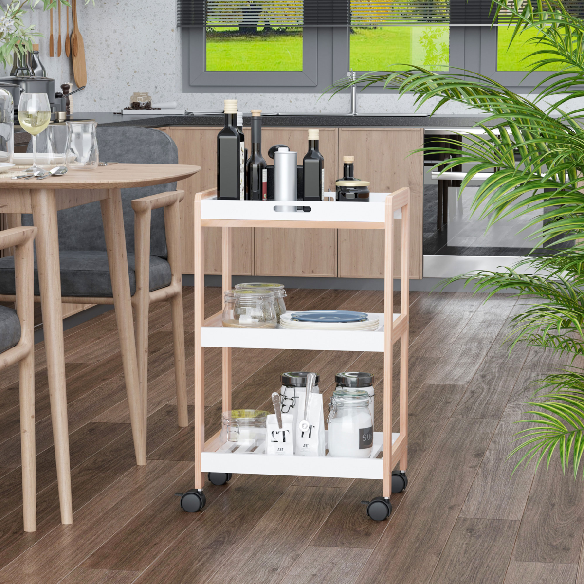 Kitchen Trolley, Bamboo/MDF board, 74.5H cm - Image 2