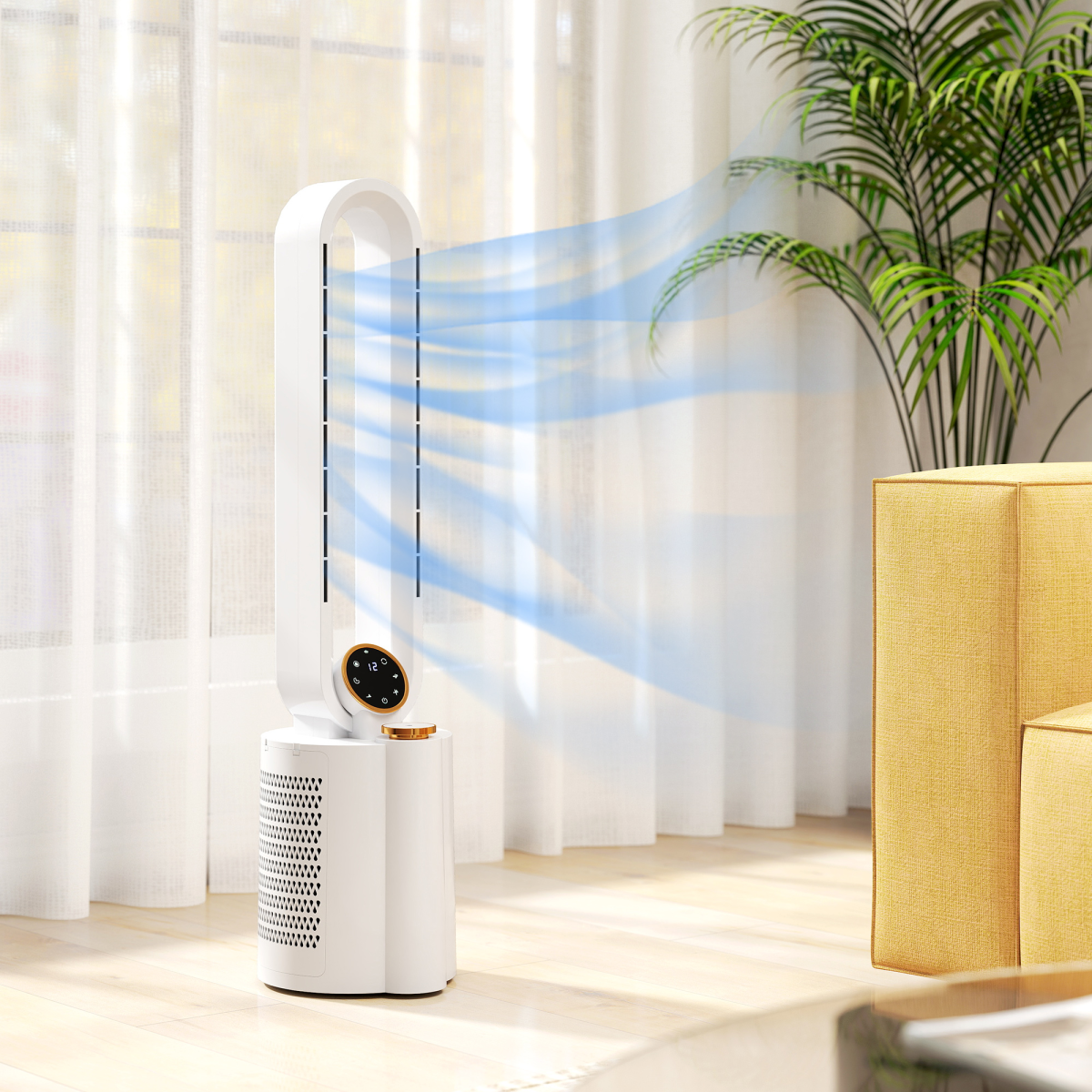 HOMCOM Bladeless Tower Fan with UV Sterilisation & Humidifier, Oscillation - Image 3