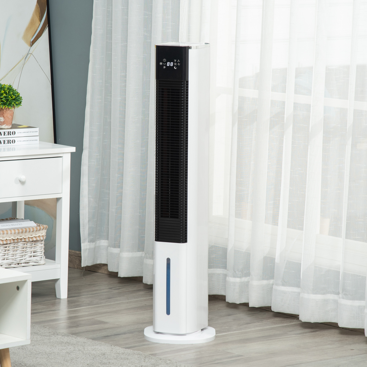 Quiet Air Cooler, Humidifier Evaporative Ice Cooling Fan Bedroom, White - Image 2