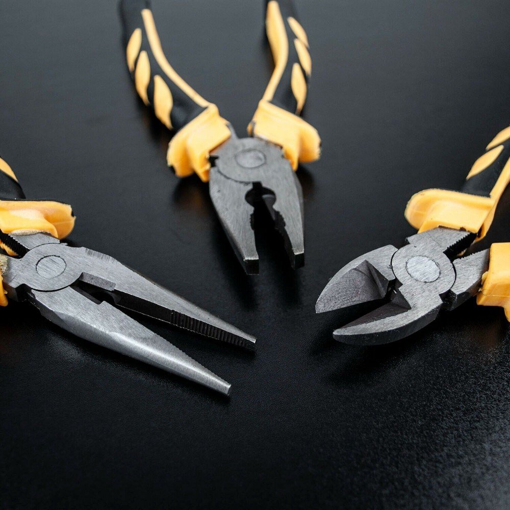 3 Piece Combination Heavy Duty Pliers Set Soft Grip Snips Tools Plier Steel - Image 3