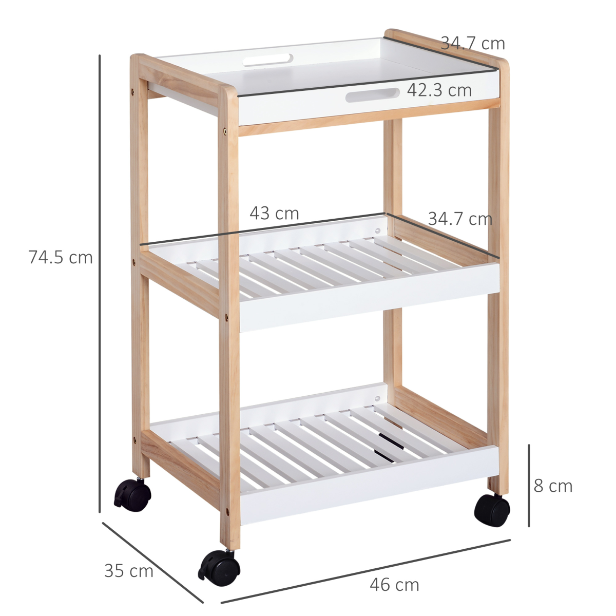 Kitchen Trolley, Bamboo/MDF board, 74.5H cm - Image 3