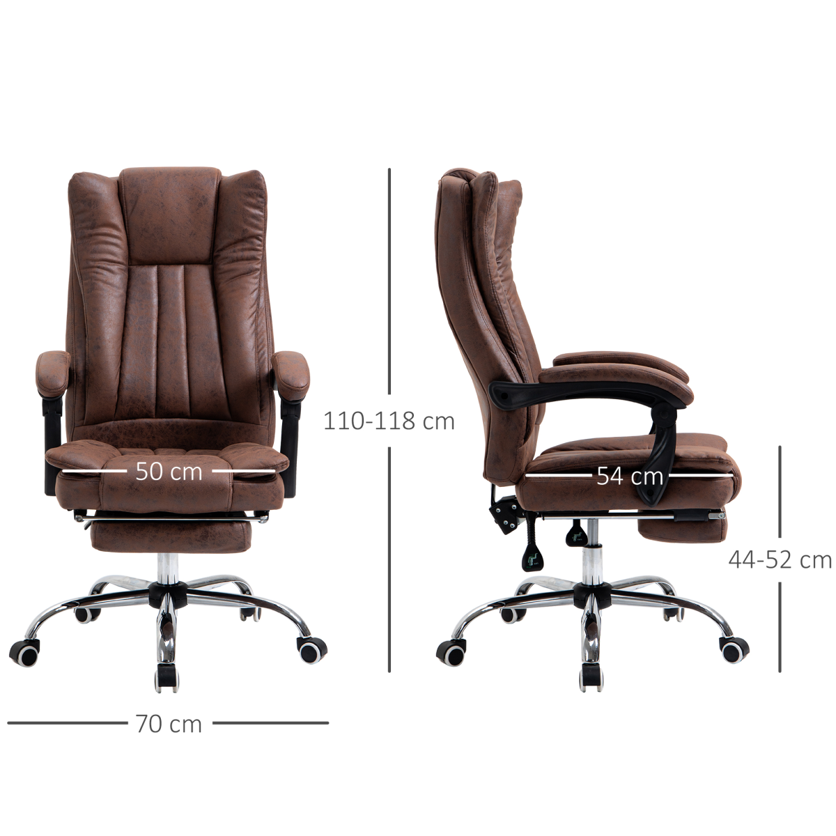 Executive Office Chair Computer Swivel Chair for Home with Arm, Footrest, Brown - Image 3