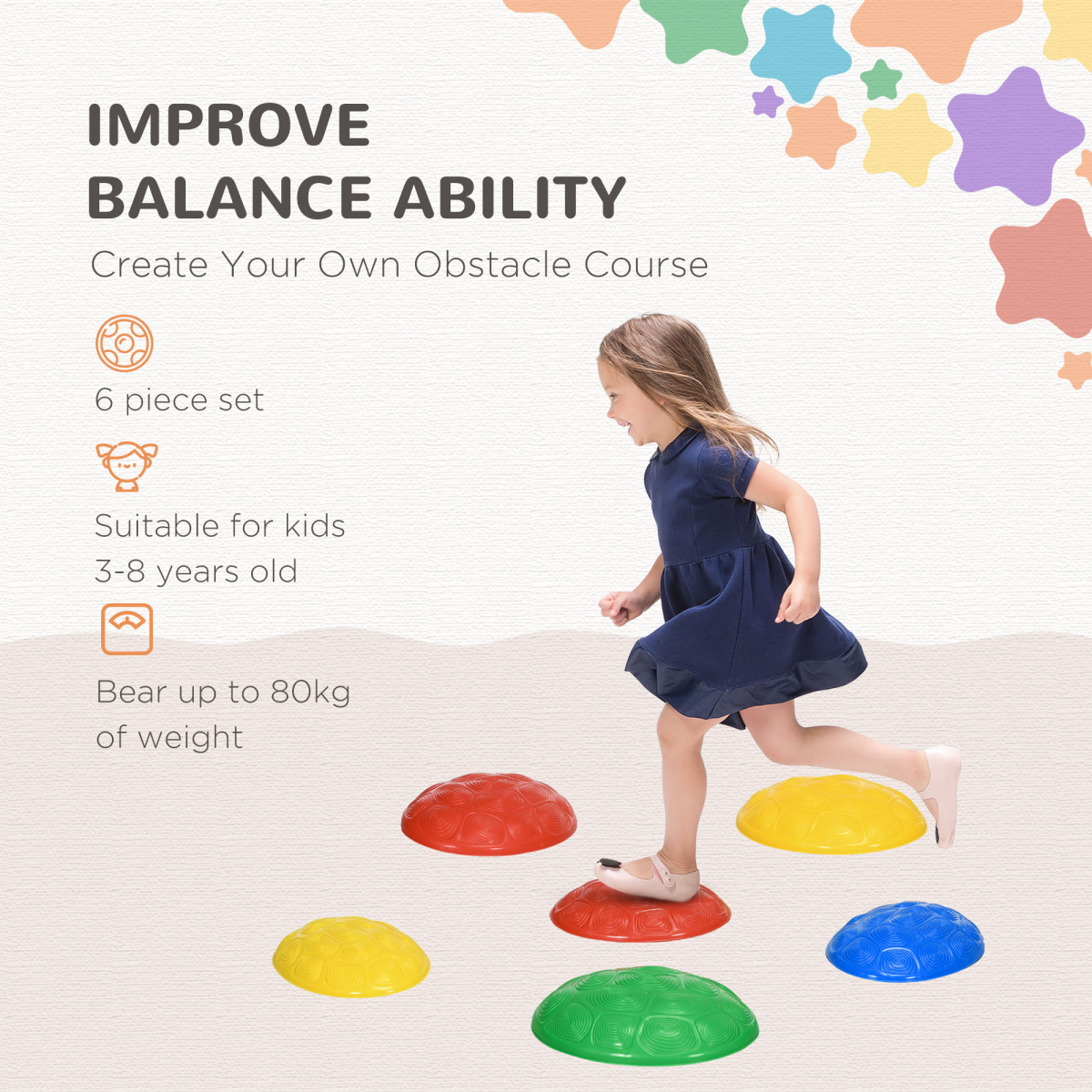 ZONEKIZ Balance River Stones w/ Non-Slip Mats for Ages 3-8 Years - Image 4