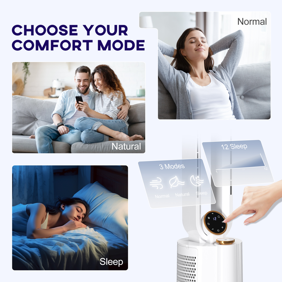 HOMCOM Bladeless Tower Fan with UV Sterilisation & Humidifier, Oscillation - Image 5