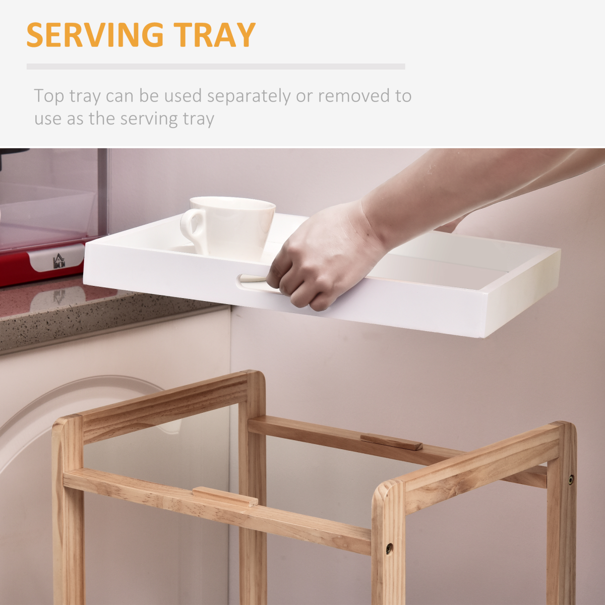 Kitchen Trolley, Bamboo/MDF board, 74.5H cm - Image 5