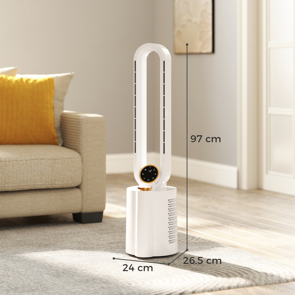 HOMCOM Bladeless Tower Fan with UV Sterilisation & Humidifier, Oscillation - Image 6