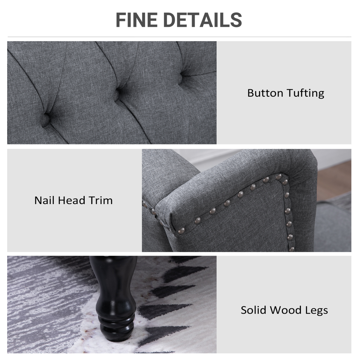 Recliner Armchair for Living Room Fabric Reclining Chair w/ Footrest Light Grey - Image 6