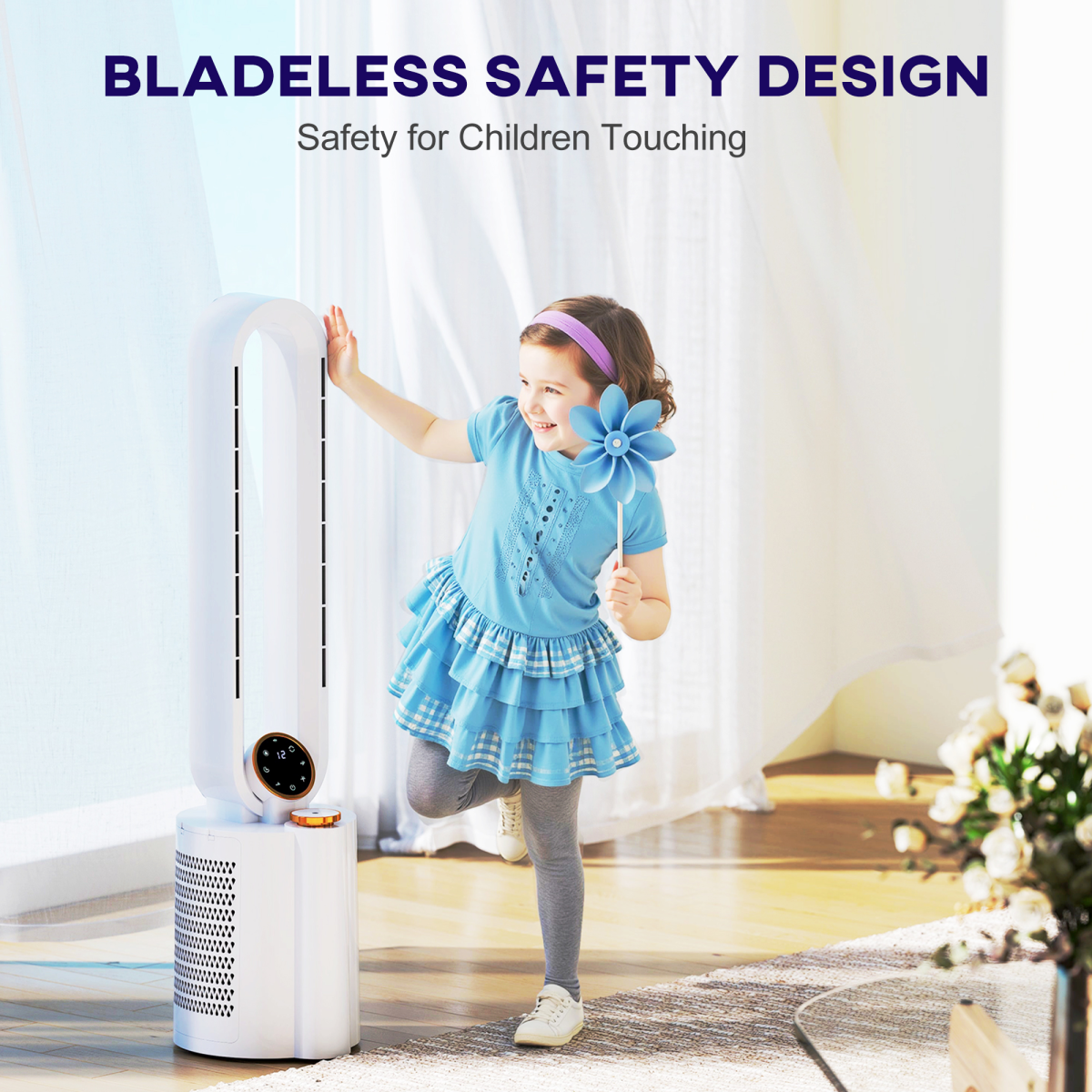 HOMCOM Bladeless Tower Fan with UV Sterilisation & Humidifier, Oscillation - Image 7