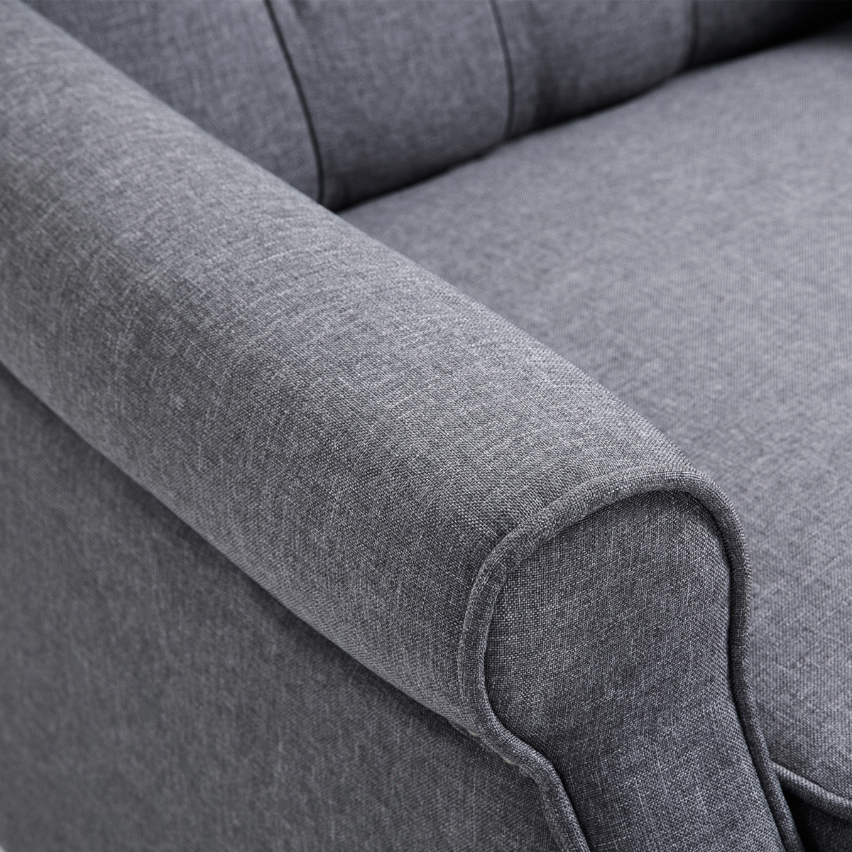 Recliner Armchair for Living Room Fabric Reclining Chair w/ Footrest Light Grey - Image 7