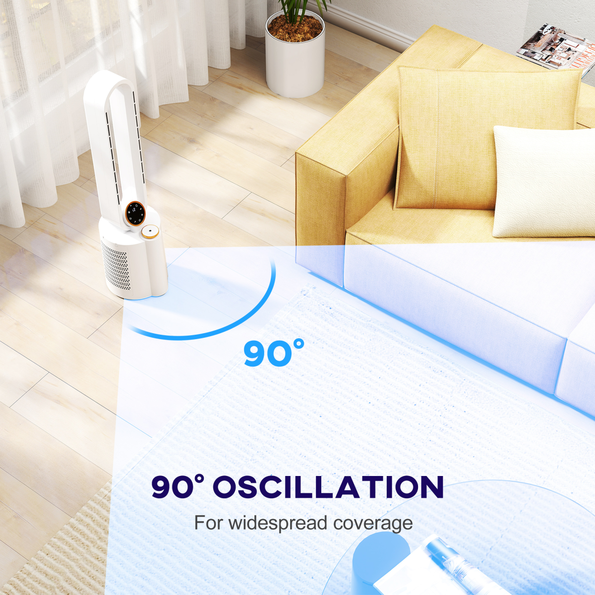 HOMCOM Bladeless Tower Fan with UV Sterilisation & Humidifier, Oscillation - Image 8