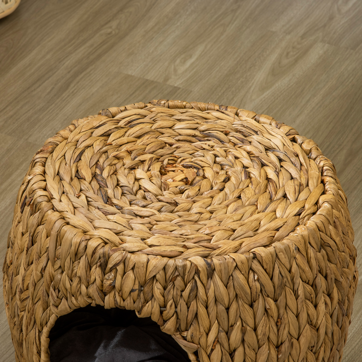 Rattan Cat House Stool, Wicker Kitten Bed for Outdoors and Indoors w/ Cushion - Image 7