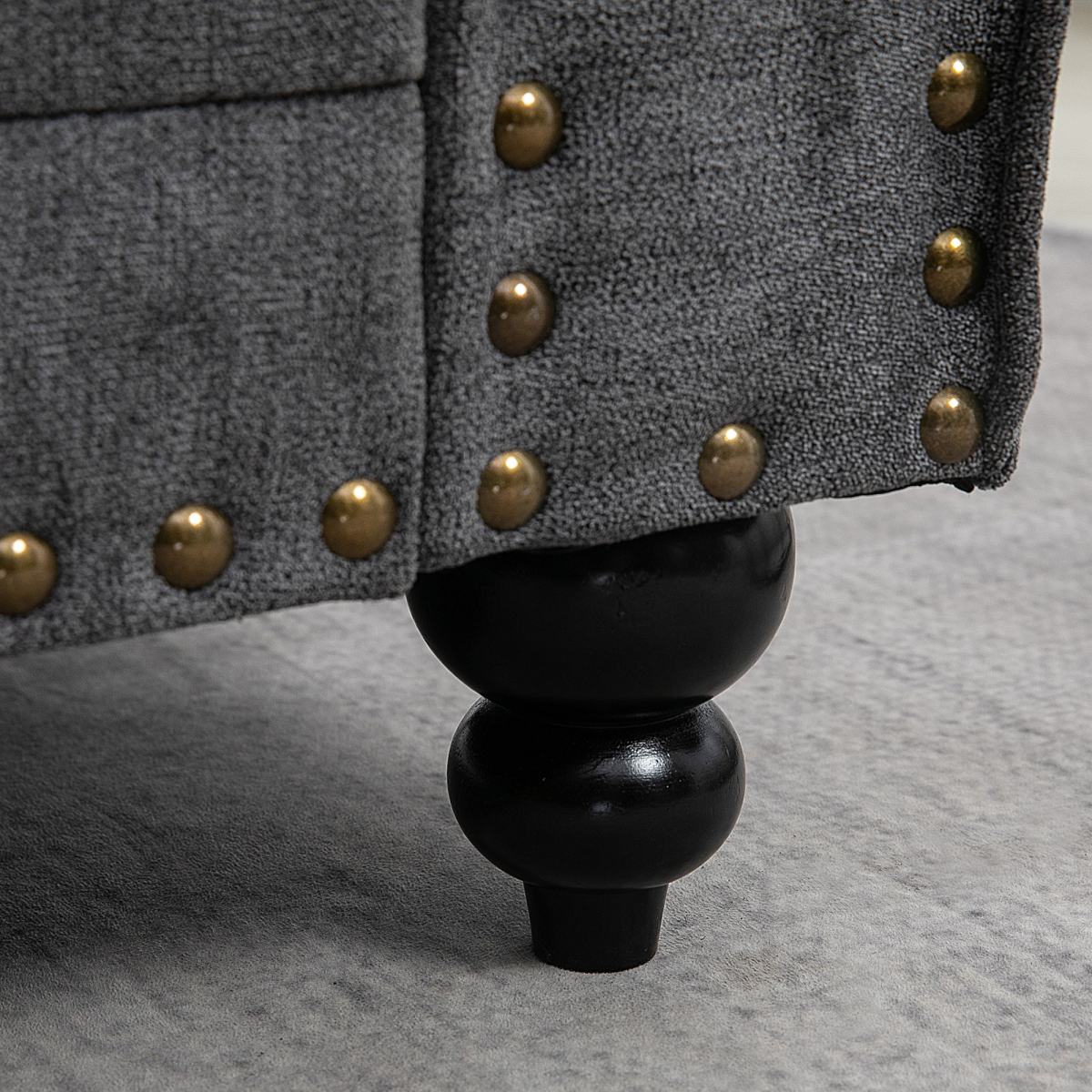 2 Seater Sofas Fabric Sofa with Nailhead Trim Cushions and Throw Pillows Grey - Image 8