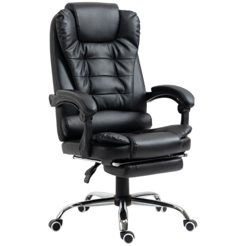 PU Leather Home Office Chair High Back Computer Chair with Swivel Wheels Black