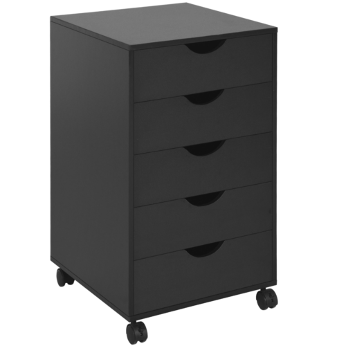 HOMCOM Mobile Vertical Filing Cabinet with 5 Drawers for Home Office, Black