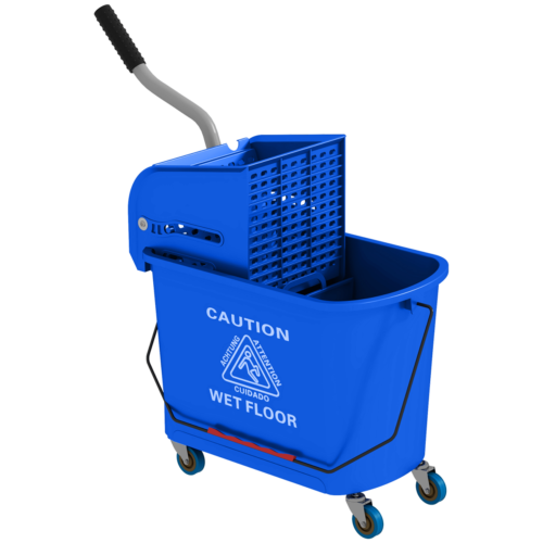 HOMCOM 20L Mop Bucket with Wringer Handle on Wheels for Floor Cleaning Red