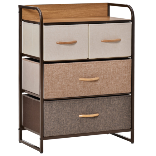 HOMCOM Closet Dresser, Dresser Tower 4 Easy Pull Fabric Drawer Steel Frame