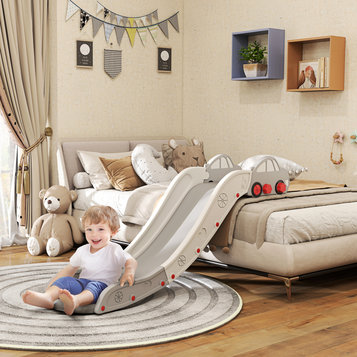 AIYAPLAY Kids Slide for Bed, Sofa, Easy to Assemble, Grey - Image 2