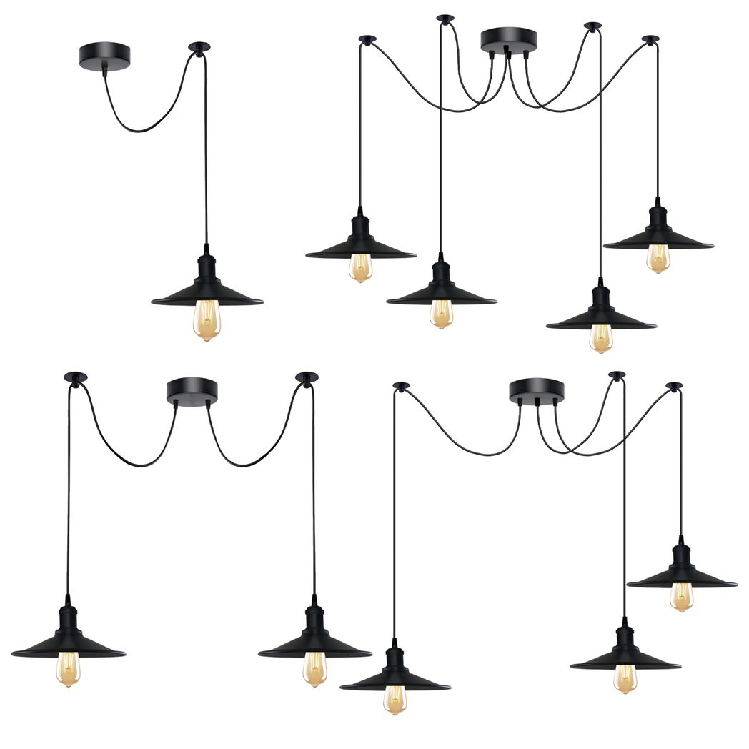 Black Vintage 1 Head Cone shaped shade Ceiling Pendant Light Fitting with Adjustable Cord Hanging Light Fixture - Image 6