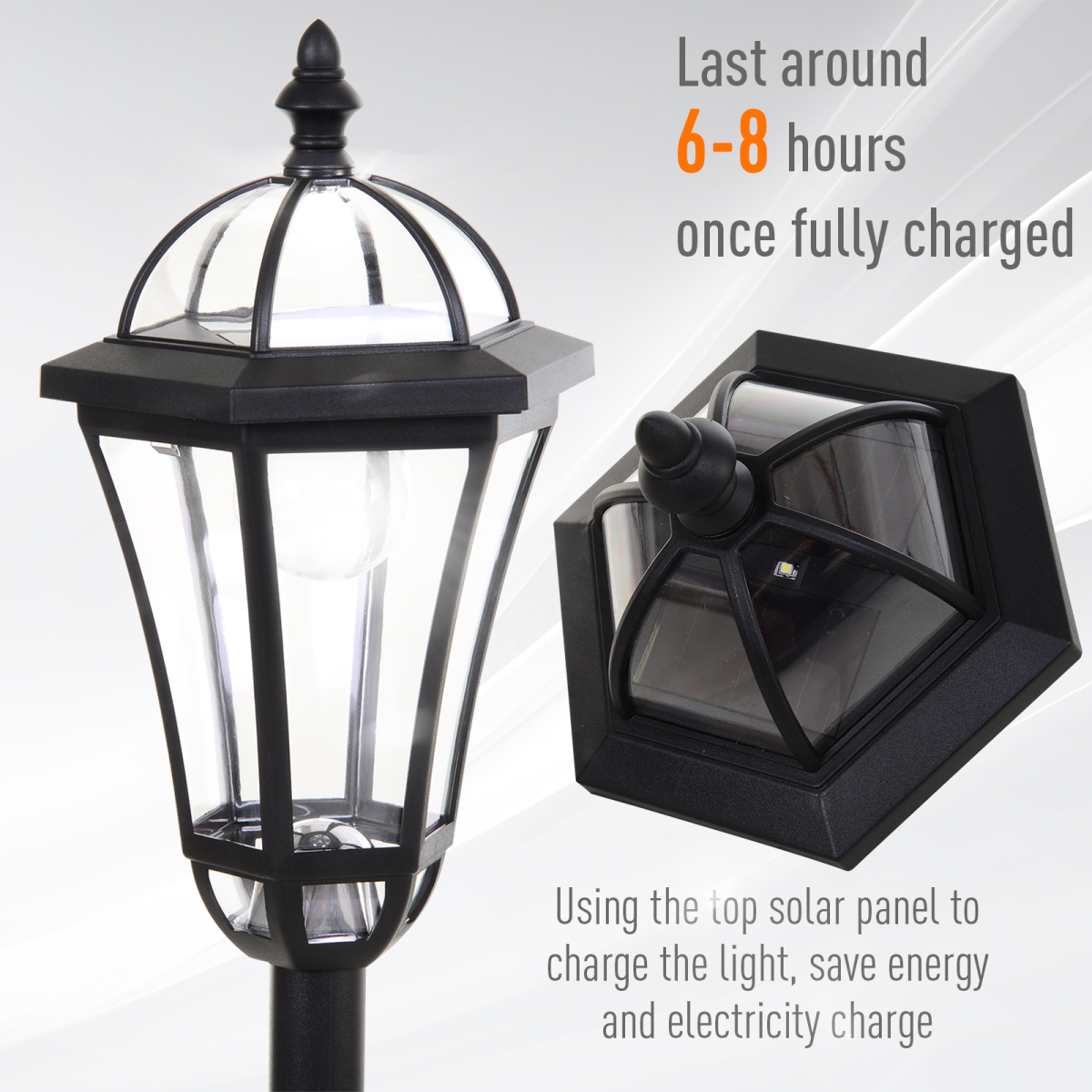 2 PCS LED Garden Lights Lamp Post Solar Powered Lantern black - Image 5