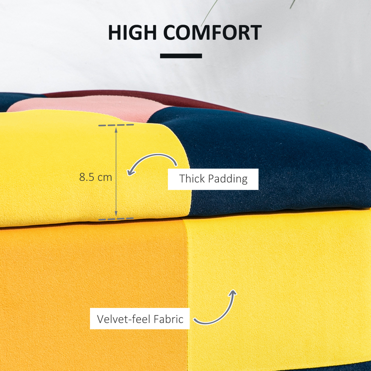 114 x 47 x 47cm Velvet Storage Ottoman, Button-tufted Footstool Box - Image 5