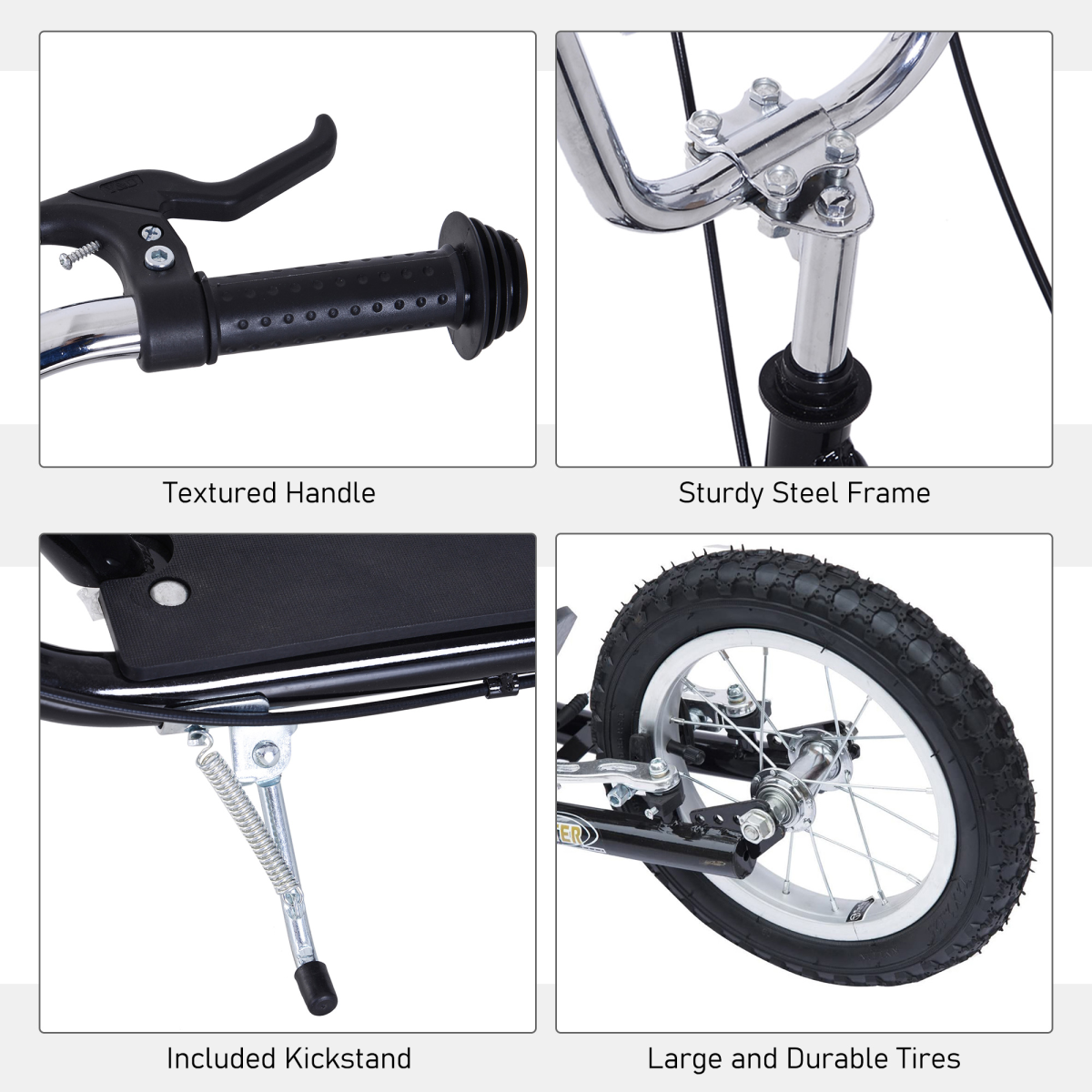 HOMCOM Teen Scooter Adjustable Height Dual Brakes Rubber Wheels Kickstand, - Image 5