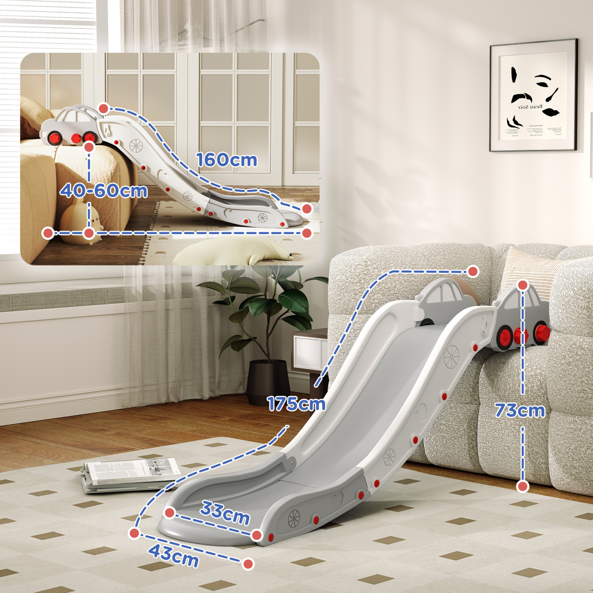 AIYAPLAY Kids Slide for Bed, Sofa, Easy to Assemble, Grey - Image 5