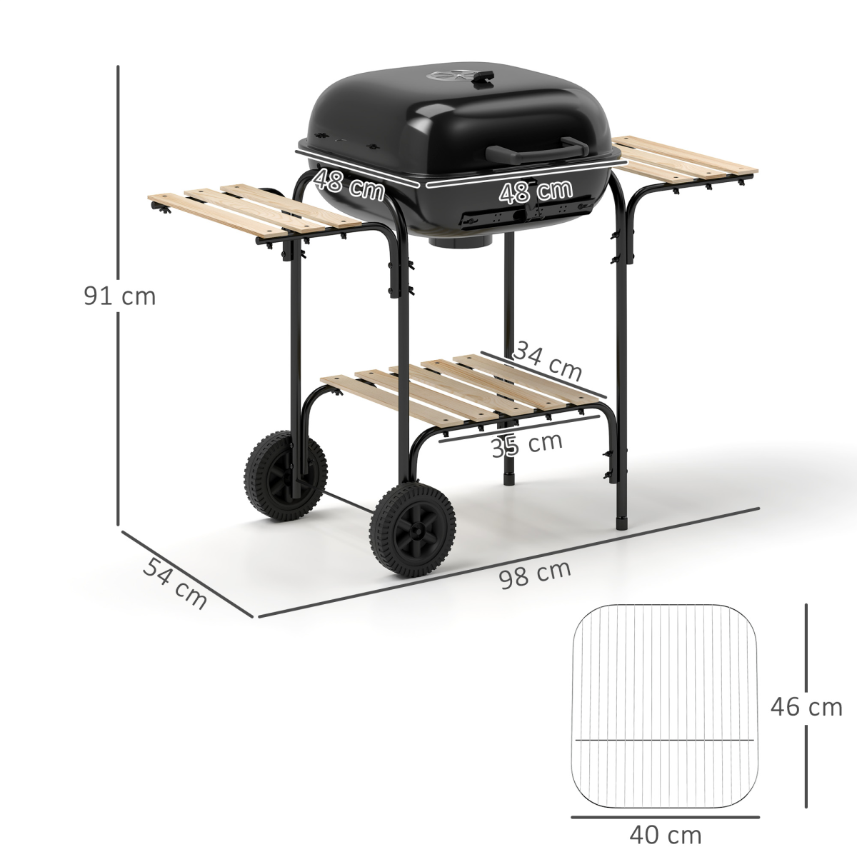 Outsunny Charcoal Barbecue Grill Portable BBQ with Lockable Lid, Vent - Image 6