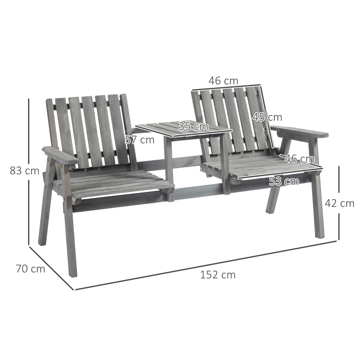 Outdoor 2-Seater Furniture Wooden Garden Bench for Yard, Lawn, Porch, Patio - Image 5
