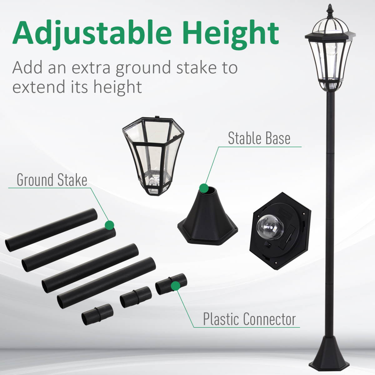 2 PCS LED Garden Lights Lamp Post Solar Powered Lantern black - Image 6