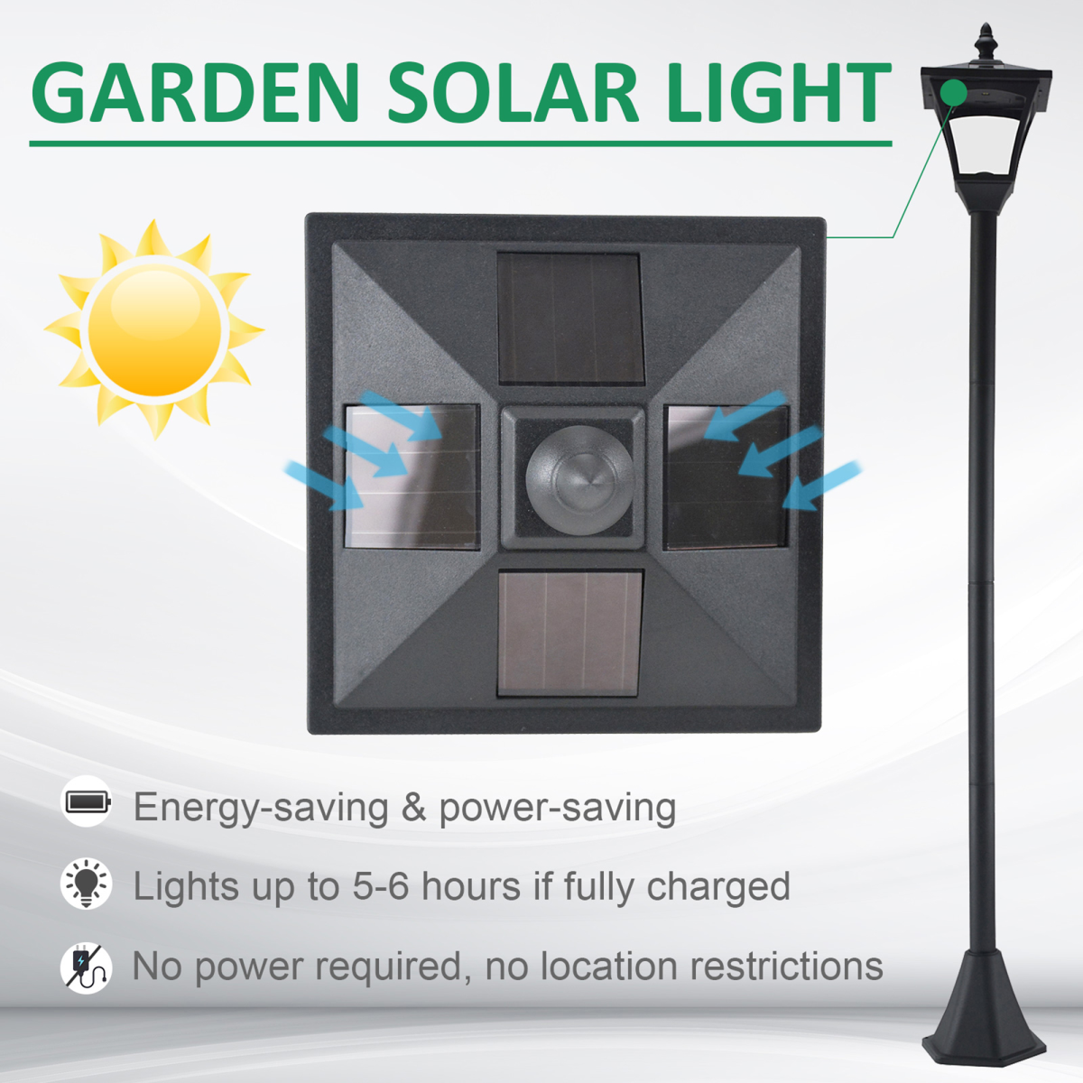 Outdoor Garden Solar Post Lamp Dimmable LED Lantern Bollard 1.2M Tall Black - Image 6