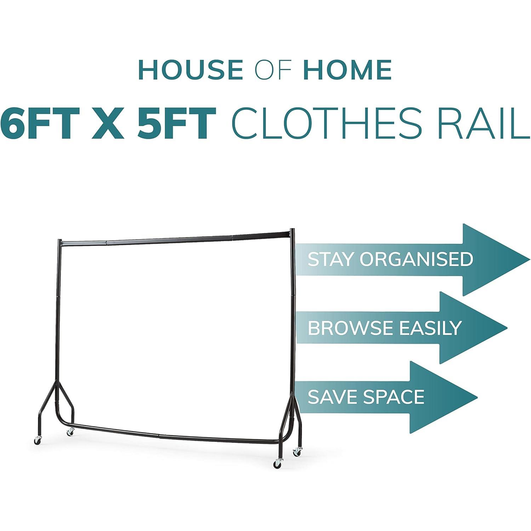 Extra Heavy Duty 6ft Long x 5ft Tall Clothes Rail In Black - Image 3