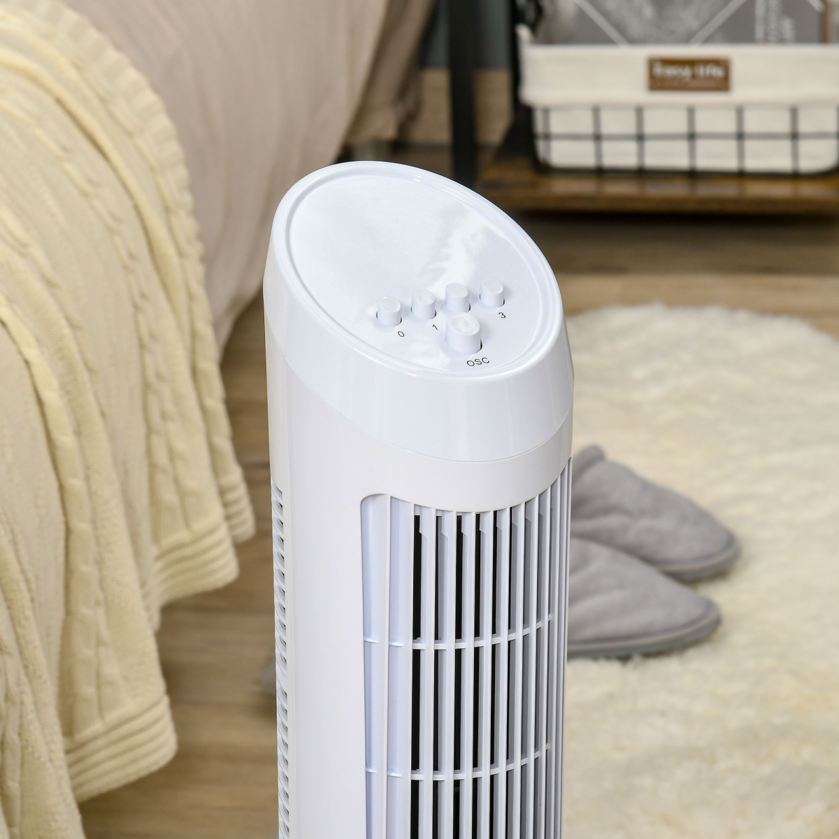 HOMCOM 30" Tower Fan Noise Reduction Wind 3-Level Cool ABS Indoor White - Image 7