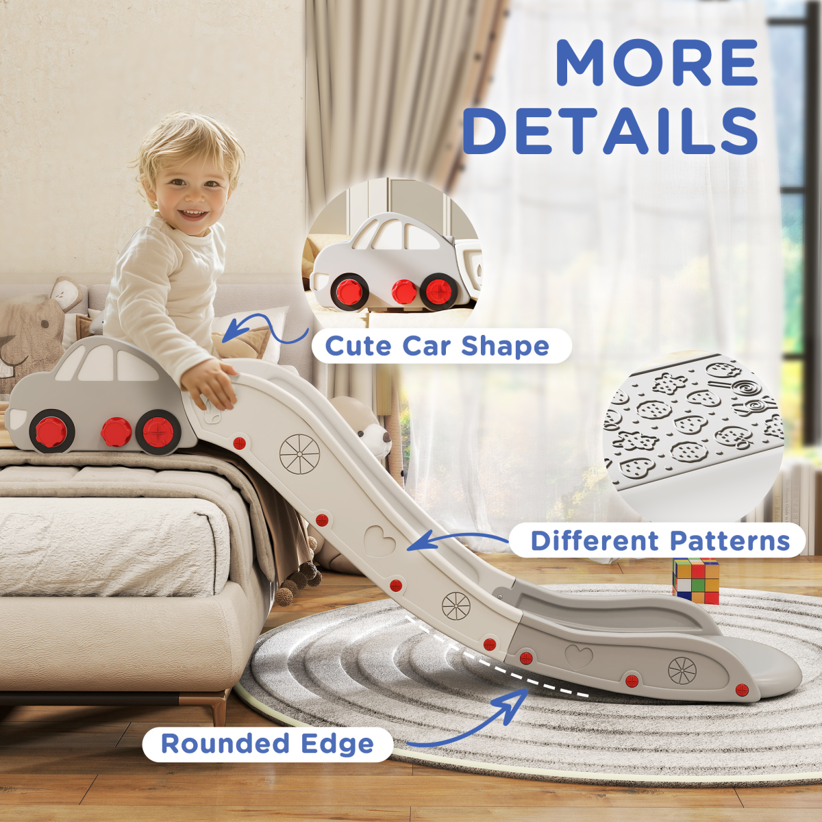 AIYAPLAY Kids Slide for Bed, Sofa, Easy to Assemble, Grey - Image 7