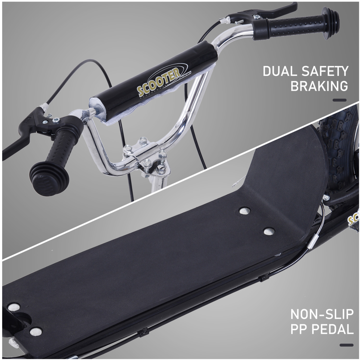 HOMCOM Teen Scooter Adjustable Height Dual Brakes Rubber Wheels Kickstand, - Image 8