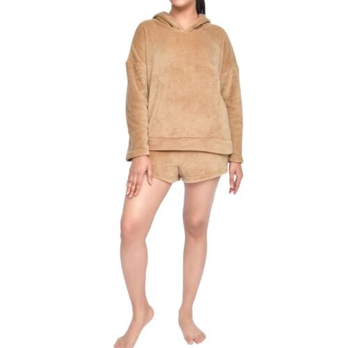 LADIES FLEECE HOODIE & SHORT SET TOFF L