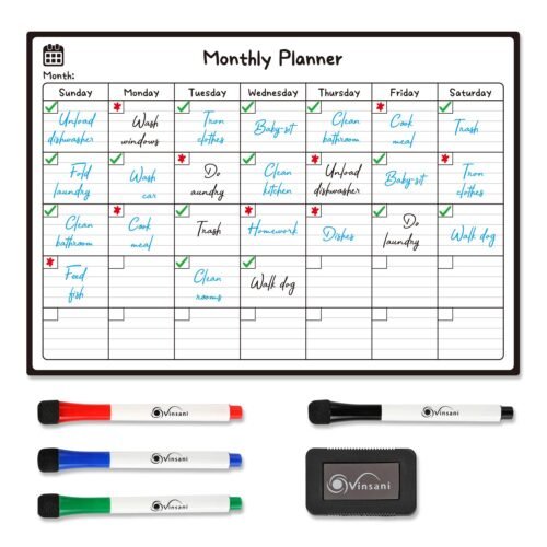 Vinsani Monthly Planner 4 Markers & Eraser 0000145