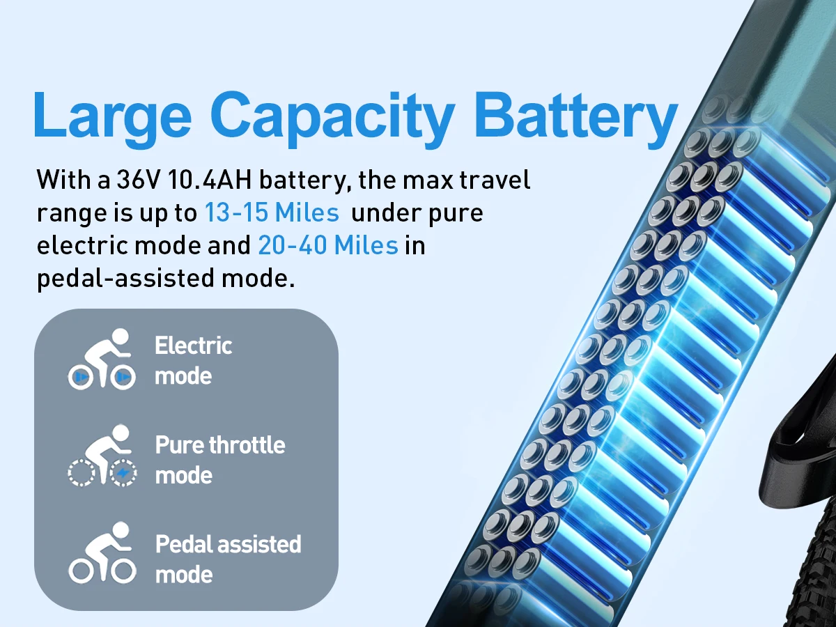 Aairsk GT300 Adult E-bike 250W Motor 36V 10Ah Battery Electric Bike 26 Inch Fat Tire E-Mountain bike Off-road Electric bicycle - Image 11