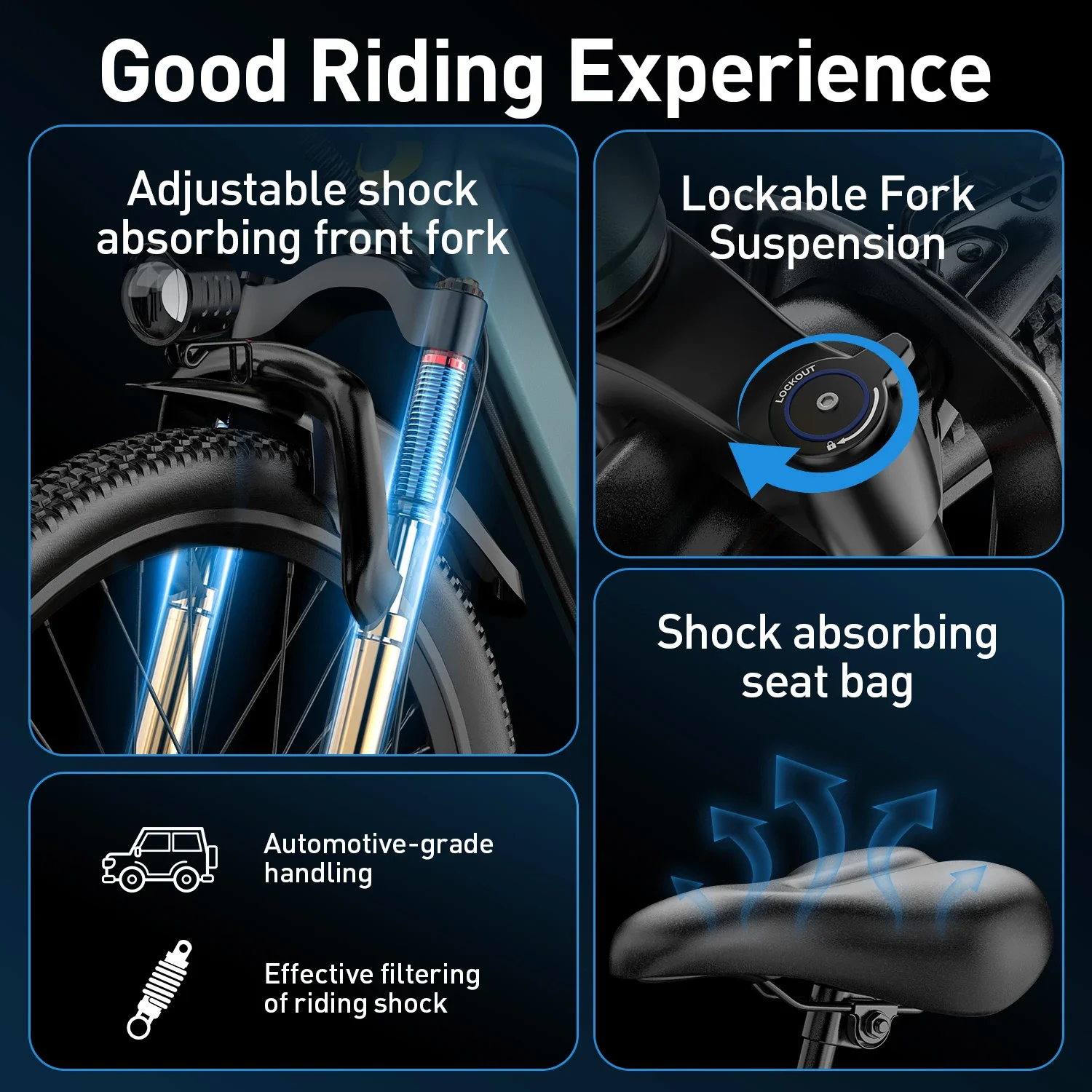 Aairsk GT300 Adult E-bike 250W Motor 36V 10Ah Battery Electric Bike 26 Inch Fat Tire E-Mountain bike Off-road Electric bicycle - Image 4