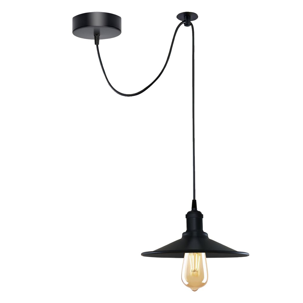 Black Vintage 1 Head Cone shaped shade Ceiling Pendant Light Fitting with Adjustable Cord Hanging Light Fixture - Image 5