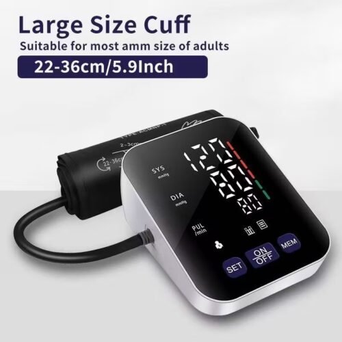 Multifunctional Home Blood Pressure Monitor With Cuff, Records 99 Measurements And Tracks Heart Rate