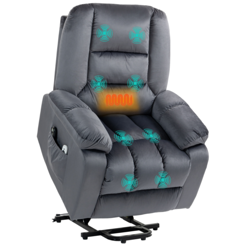 HOMCOM Lift Chair with Vibration Massage, Heat, Quick Assembly, Brown