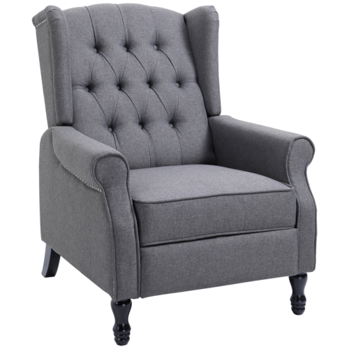 Recliner Armchair for Living Room Fabric Reclining Chair w/ Footrest Light Grey
